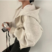 We.Fine Jesen 2023. Ženske majice s kapuljačom Retro jednobojne majice s patentnim zatvaračem Harajuku korejska verzija Jakne s kapuljačom dugih rukava Kaput