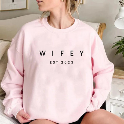 Wifey EST 2023 dressipluus Pruudi dušš Kingitus Kihluskingitus Peigmehe kampsunid Pulmakingitused Naiste Graafilised kapuutsid Pulloverid