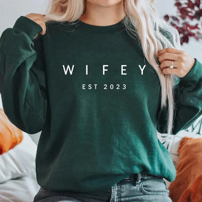 Wifey EST 2023 dressipluus Pruudi dušš Kingitus Kihluskingitus Peigmehe kampsunid Pulmakingitused Naiste Graafilised kapuutsid Pulloverid