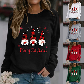 Γυναικείες χριστουγεννιάτικες κουκούλες Χειμερινό πουκάμισο με στρογγυλή λαιμόκοψη Άσχημο ελαφρύ Κλασικό εμπριμέ μακρυμάνικο φούτερ Μασίφ Χριστουγεννιάτικο τοπ πουλόβερ