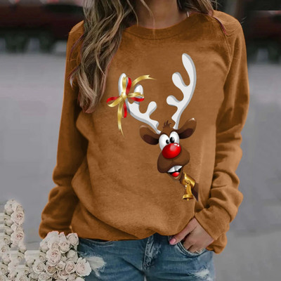 Naiste jõulukapslid Talvine kaelusega särk Ugly Kerge klassikaline trükitud pikkade varrukatega kampsun Solid Xmas Top sviiter