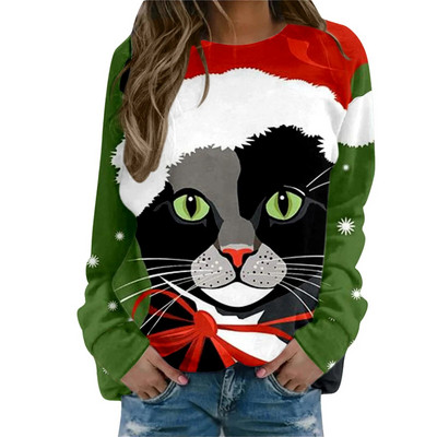 Naiste jõulukapslid Talvine kaelusega särk Ugly Kerge klassikaline trükitud pikkade varrukatega kampsun Solid Xmas Top sviiter