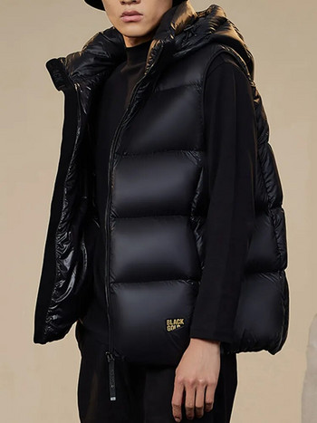 Γυναικείο γιλέκο με κουκούλα πάπια πουπουλένια χειμωνιάτικο χοντρό ζεστό αμάνικο ανδρικό παλτό μαύρο λεπτό γιλέκο μόδας Casual αντιανεμικό παλτό γιλέκο