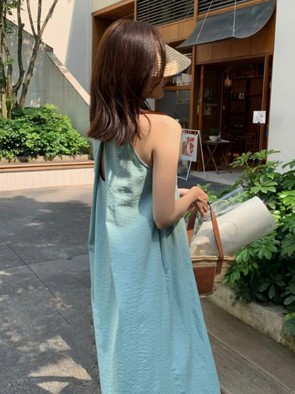 Varrukateta kleit naistele Prantsuse stiilis avar, õrn suvine hingav puhas puhkuseks õõnsaks kujundatud kottis raseda 2023. aasta mood