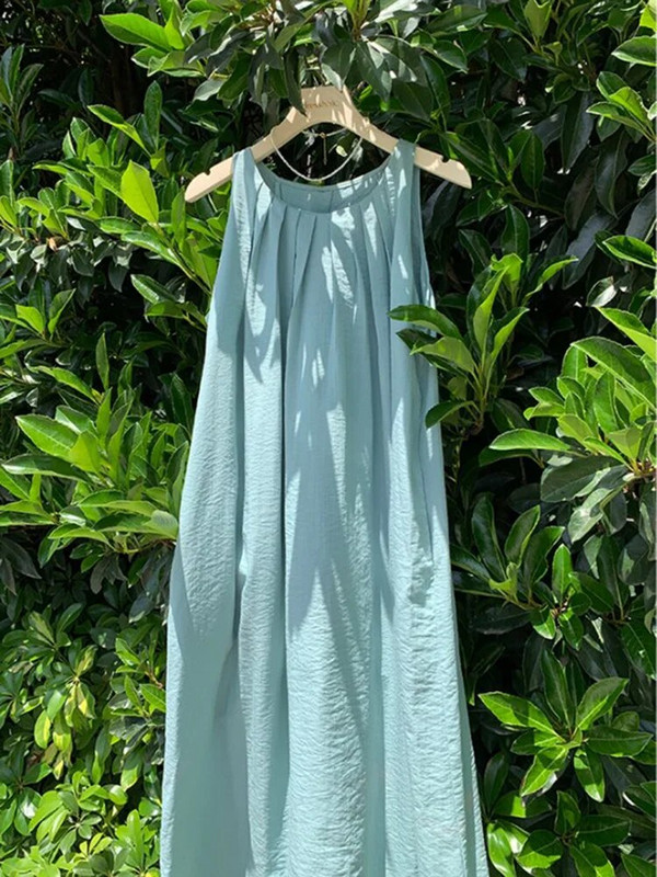 Varrukateta kleit naistele Prantsuse stiilis avar, õrn suvine hingav puhas puhkuseks õõnsaks kujundatud kottis raseda 2023. aasta mood