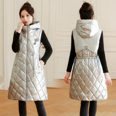 Helepruun vest naiste varrukateta veekindel tasuta pestav kapuutsiga puuvillane vest 2022 sügistalv uus mood pikk õhuke välirõivad