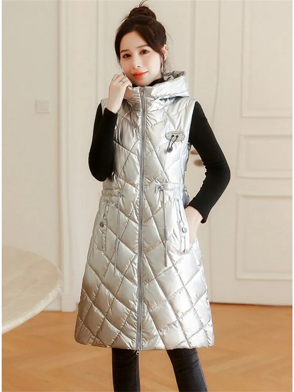 Helepruun vest naiste varrukateta veekindel tasuta pestav kapuutsiga puuvillane vest 2022 sügistalv uus mood pikk õhuke välirõivad