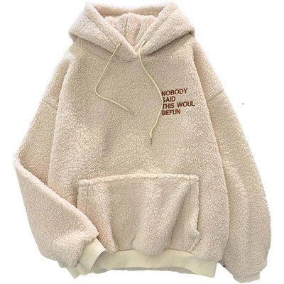 Naiste kohev kapuutsiga särk, vabaajaline kapuutsiga pullover V kaelusega fliisist dressipluus lahtine soe sügistalvise pulloveriga topp ropa de mujer