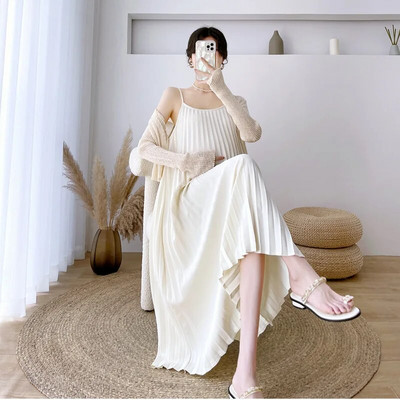 Suvine Korea moekas rasedate kleit, stiilne riietus rasedatele naistele kuumaks lahtiseks raseduseks