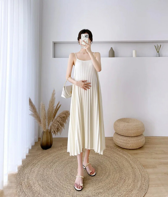 Suvine Korea moekas rasedate kleit, stiilne riietus rasedatele naistele kuumaks lahtiseks raseduseks