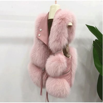 Tänava kunstkarusnahast jope Naiste kohev, soe varrukateta lahtine naiste vest 2023. aasta sügistalvine mood, paks Pu-daami mantel