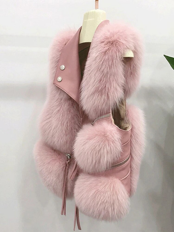 Tänava kunstkarusnahast jope Naiste kohev, soe varrukateta lahtine naiste vest 2023. aasta sügistalvine mood, paks Pu-daami mantel