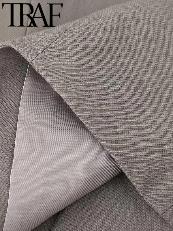 TRAF pilka elegantiška madinga moteriška liemenė be rankovių, 2023 m. vasarinė V kaklo asimetrinė plona liemenė, moteriška apkarpyta viršūnė Y2k Mujar