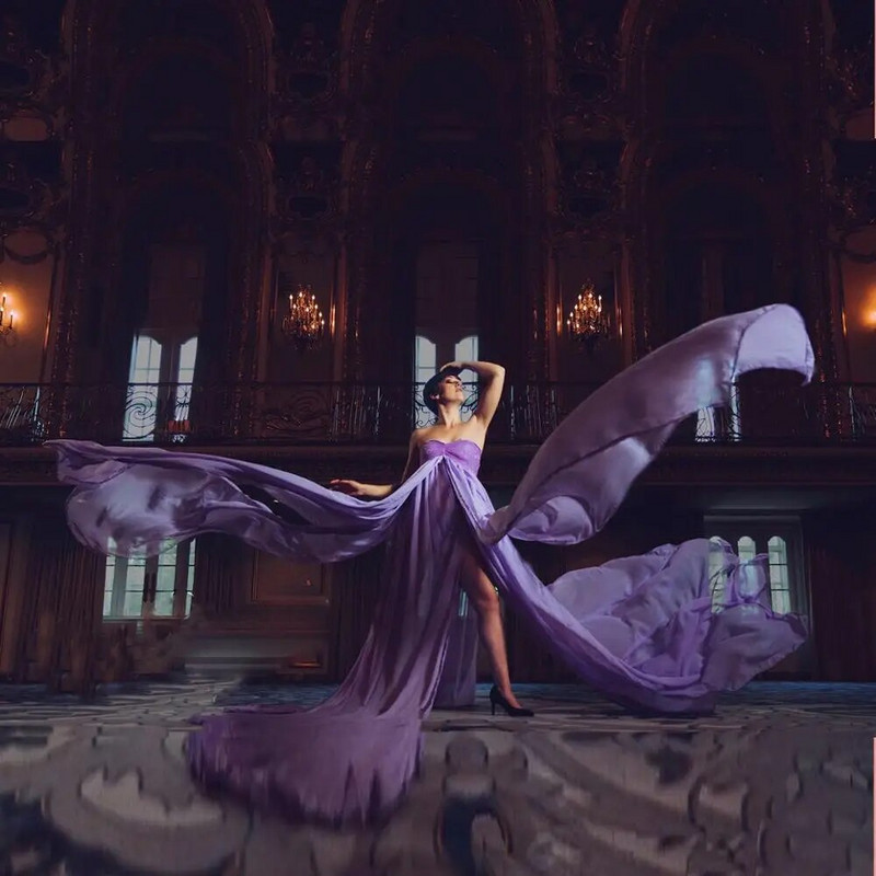 Nėrinių šifono moteriška nėščiųjų suknelė, skirta fotografuoti, pririšta prie pečių, be rankovių, masyvi nėščių suknelė fotosesijai