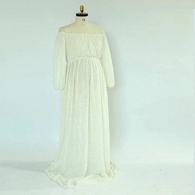 Rasedate fotograafia kleit Mugav boheemlaslik kleit Boho stiilis beebi dušikleit Linane puuvillane üks õlg rasedatele naistele