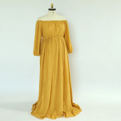 Rasedate fotograafia kleit Mugav boheemlaslik kleit Boho stiilis beebi dušikleit Linane puuvillane üks õlg rasedatele naistele