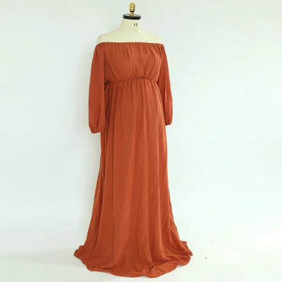 Rasedate fotograafia kleit Mugav boheemlaslik kleit Boho stiilis beebi dušikleit Linane puuvillane üks õlg rasedatele naistele