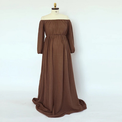 Rasedate fotograafia kleit Mugav boheemlaslik kleit Boho stiilis beebi dušikleit Linane puuvillane üks õlg rasedatele naistele