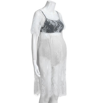 Εγκυμοσύνη Φόρεμα με δαντέλα στηρίγματα για έγκυες γυναίκες Δώρο έγκυες γυναίκες Δαντέλα See Through φόρεμα εγκυμοσύνης Φανταχτά ρούχα στούντιο