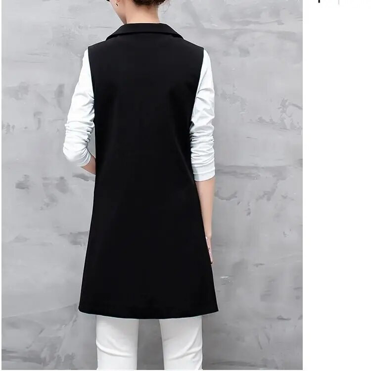 2023. aasta uus kevad-sügis vabaaja pikk bleiservest naiste varrukateta jakk Elegantne kontorinaise vest-ülikonnad, 4xl A188