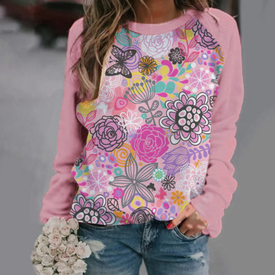 2023 m. nauji pilki moteriški viršutiniai džemperiai su gėlėmis Harajuku megztiniai su apvalia kakle, rudens žiemos laisvalaikio džemperis ilgomis rankovėmis