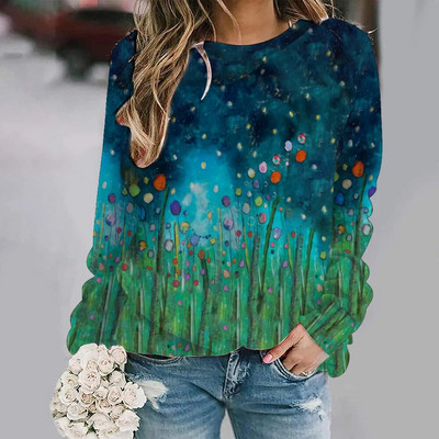 2023 m. nauji pilki moteriški viršutiniai džemperiai su gėlėmis Harajuku megztiniai su apvalia kakle, rudens žiemos laisvalaikio džemperis ilgomis rankovėmis