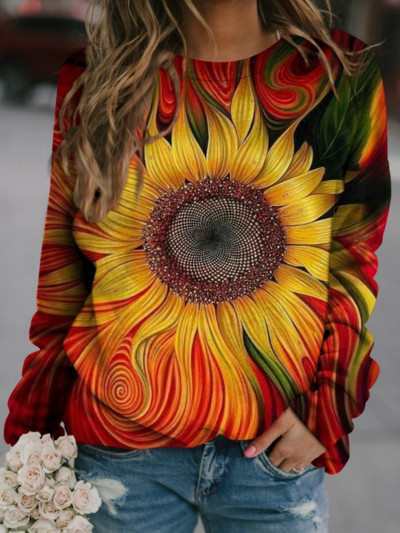 2023 m. nauji pilki moteriški viršutiniai džemperiai su gėlėmis Harajuku megztiniai su apvalia kakle, rudens žiemos laisvalaikio džemperis ilgomis rankovėmis