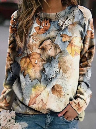 2023 m. nauji pilki moteriški viršutiniai džemperiai su gėlėmis Harajuku megztiniai su apvalia kakle, rudens žiemos laisvalaikio džemperis ilgomis rankovėmis