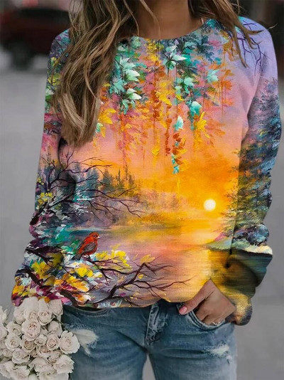 2023 m. nauji pilki moteriški viršutiniai džemperiai su gėlėmis Harajuku megztiniai su apvalia kakle, rudens žiemos laisvalaikio džemperis ilgomis rankovėmis