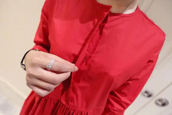 Χονδρική άνοιξη 2023 πουκάμισα μητρότητας μακρυμάνικα μπλούζες έγκυες γυναίκες με λαιμόκοψη Κόκκινα ρούχα εγκυμοσύνης γυναικεία πουκάμισα Χονδρική