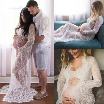 Μόδα Κομψά Φορέματα για Έγκυες Μακριά Μαξί Φόρεμα Μητρότητας Φωτογραφία Στήριγμα φωτογραφιών