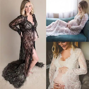 Μόδα Κομψά Φορέματα για Έγκυες Μακριά Μαξί Φόρεμα Μητρότητας Φωτογραφία Στήριγμα φωτογραφιών