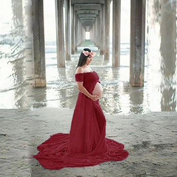 Φόρεμα εγκυμοσύνης για φωτογραφίες χωρίς ώμους Φόρεμα εγκυμοσύνης για γυναίκες Maxi φόρεμα εγκυμοσύνης