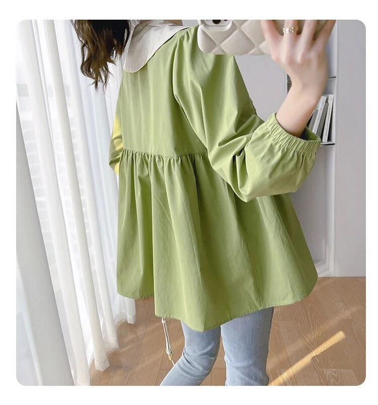 2024. aasta sügisesed rasedate naiste särgid pikkade varrukatega Peter Pani krae plokk Värv Mood Rasedate pluusid Plisseeritud rasedussärk