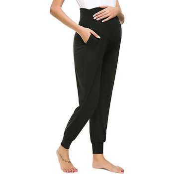 Γυναικεία περιστασιακά παντελόνια εγκυμοσύνης Stretchy άνετα παντελόνια lounge Έγκυος ψηλόμεσο παντελόνι με αθλητικό παντελόνι τσέπης