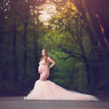 Σέξι μάξι φόρεμα εγκυμοσύνης για φωτογραφικά στηρίγματα Φόρεμα εγκυμοσύνης χωρίς ώμους Δαντελένιο φόρεμα έγκυων γυναικών για φωτογραφία εγκυμοσύνης