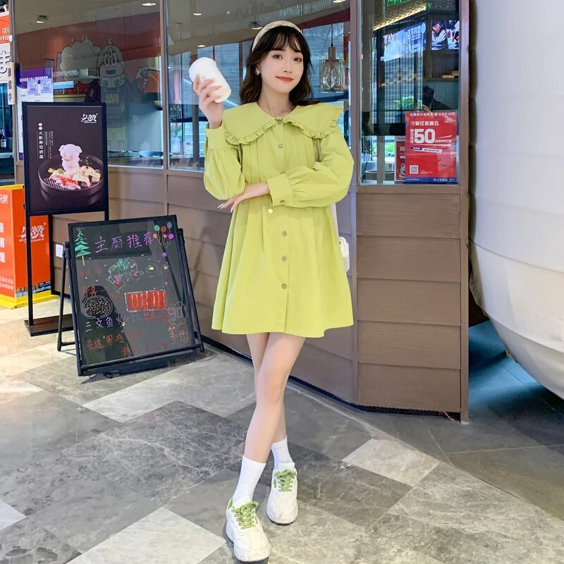 2024. aasta kevadmood Rasedusärgid Rohelised Pikkade Varrukatega Suur Peter Paani Kaelus Nööp Raseda Pluus Suures suuruses riided