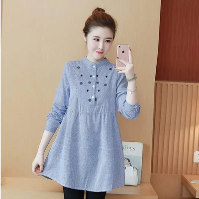 Marškiniai nėščiosioms Bow Spring Laisvos patogios Nėštumo viršutinės palaidinės Madingi Dryžuoti Motinystės rūbai Laisvalaikio marškinėlių suknelė