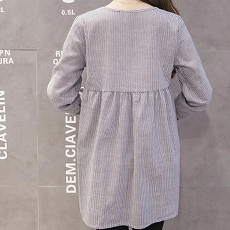 Marškiniai nėščiosioms Bow Spring Laisvos patogios Nėštumo viršutinės palaidinės Madingi Dryžuoti Motinystės rūbai Laisvalaikio marškinėlių suknelė