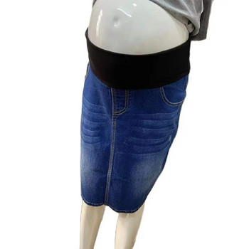 Emotion Moms Γυναικείες Φούστα τζιν μητρότητας Ψηλόμεση Good Stretch Πτυσσόμενη ζώνη μέσης Έγκυος Jean φούστα Plus μέγεθος S έως 4XL