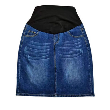 Emotion Moms Женска дънкова пола за бременни с висока талия Добра разтеглива сгъваема лента за талията Дънкова пола за бременни големи размери S до 4XL