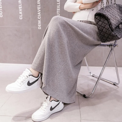 5568# Sügistalvine kootud rasedatele pikad seelikud elastne vöökoht kõht A Line Swing riided rasedatele avaraks raseduseks