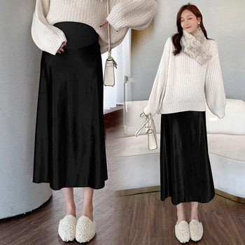 Корейски стил 2023 есен бременни жени pleuche поли корем дълги бременни пола рибя опашка черна пола чадър поли корема
