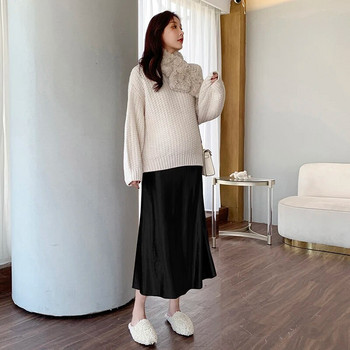 Корейски стил 2023 есен бременни жени pleuche поли корем дълги бременни пола рибя опашка черна пола чадър поли корема