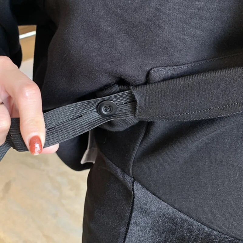 Korėjietiško stiliaus 2023 m. rudens nėščiosioms pleuche sijonai pilvo ilgio nėščiosios žuvies uodegos sijonas juodas skėtis sijonas pilvo sijonai