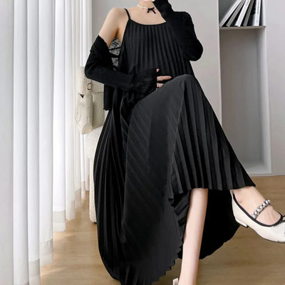 Suknelės nėščiosioms Vasarinės šifono slingo suknelė be rankovių klostuota plius dydžio suknelė nėščiosioms + paltukai nėščioms moterims