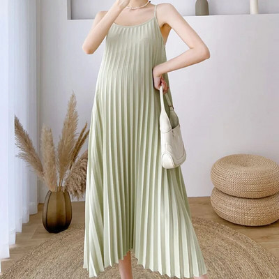 Suknelės nėščiosioms Vasarinės šifono slingo suknelė be rankovių klostuota plius dydžio suknelė nėščiosioms + paltukai nėščioms moterims