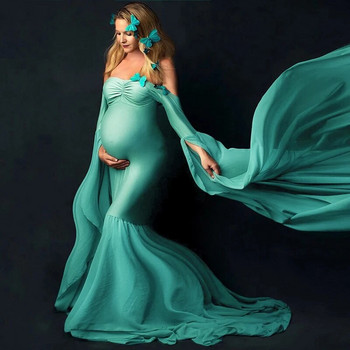 Φορέματα εγκυμοσύνης με έναν ώμο 2023 Ρούχα για έγκυες γυναίκες Φόρεμα με δαντέλα Φόρεμα φωτογραφίας Κομψή φόρεμα Vestidos Maxi