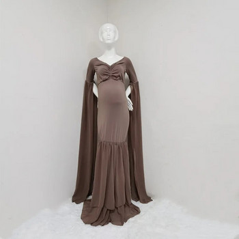 Φορέματα εγκυμοσύνης με έναν ώμο 2023 Ρούχα για έγκυες γυναίκες Φόρεμα με δαντέλα Φόρεμα φωτογραφίας Κομψή φόρεμα Vestidos Maxi