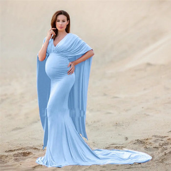Νέο φόρεμα εγκυμοσύνης με ένα ώμο, καλοκαιρινό φόρεμα εγκύων, φωτογράφιση ουράς μάξι μακρύ φόρεμα εγκυμοσύνης Φωτογραφία μανδύας ουρά